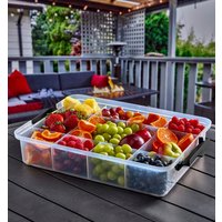 Farberware Multi-Purpose Snack Box with 11 Dividers & Chopping Board Lid, 30x40.5cm in Brown | Size: 30x40.5 cm