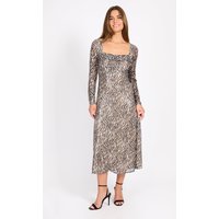 Little Mistress Women's Animal Sequin Print Midaxi Dress | Size: 14