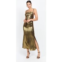 Satin Cowl Neck Midi Dress