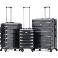 Flight Knight Set of 3 Hard Shell Suitcase Cabin & Check in Cases with TSA Lock in Dark Grey | Size: 3 Pack