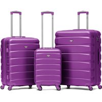 Flight Knight Set of 3 Hard Shell Suitcase Cabin & Check in Cases with TSA Lock in Purple | Size: 3 Pack