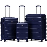Flight Knight Set of 3 Hard Shell Suitcase Cabin & Check in Cases with TSA Lock in Navy | Size: 3 Pack