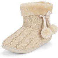 VIVA Polar Women's Memory Foam Pom Pom Winter Faux Fur Cosy Slippers in Cream | Size: 7