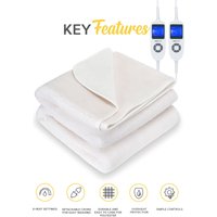 MONHOUSE Fleece Electric Heated Under Blanket - Controller & 9 Heat Settings in White | Size: Super King