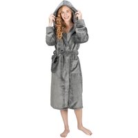 MONHOUSE Women's Premium Dressing Gown Super Soft & Cosy Bathrobe Housecoat in Dark Grey | Size: Large