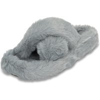 VIVA Polar Women's Faux Fur Fluffy Plush Open Toe Slippers for Indoors in Light Grey | Size: 7