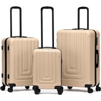 Flight Knight Set of 3 Hard Shell Suitcases Carry On Cabin & Check in Hold Luggage in Light Beige | Size: 3 Pack