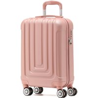 Flight Knight 55x30x20cm Cabin Carry Bag Hard Shell Suitcase 100+ Airline Approved in Rose Gold