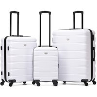 Flight Knight Set of 3 Hard Shell Suitcase Cabin & Check in Cases with TSA Lock in Off-White | Size: 3 Pack