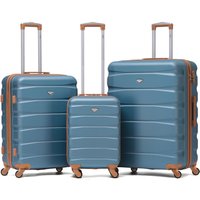 Flight Knight Set of 3 Hard Shell Suitcase Cabin & Check in Cases with TSA Lock in Blue | Size: 3 Pack