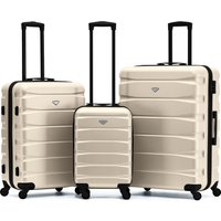 Flight Knight Set of 3 Hard Shell Suitcase Cabin & Check in Cases with TSA Lock in Cream | Size: 3 Pack