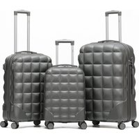 Flight Knight Set Of Three Hard Case Bubble Design Check-in Size Suitcases in Grey | Size: Cabin