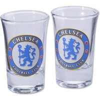 Chelsea FC Two Pack Home Word Mark Shot Glasses in Clear