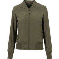 Build Your Brand Women's Nylon Bomber Jacket in Olive | Size: XS