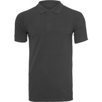 Build Your Brand Men's Pique Fitted Polo Shirt in Black | Size: 2XL