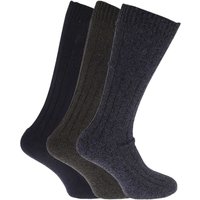 Universal Textiles Men's Wool Blend Long Length Socks With Padded Sole (Pack Of 3) in Dark Navy | Size: 6-11