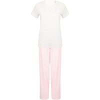 Towel City Women's Pyjama T-Shirt & Bottoms Set in White | Size: Large