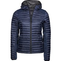 TEE JAYS Women's Crossover Hooded Padded Outdoor Jacket in Dark Navy | Size: Medium