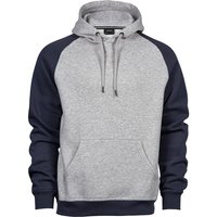 TEE JAYS Men's Two Tone Raglan Hooded Sweatshirt in Mid Grey | Size: 3XL