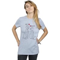Disney Women's Aristocats We Go Together Cotton Boyfriend T-Shirt in Grey | Size: Large