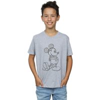 Disney Boy's Mickey Mouse Sketch Kick T-Shirt in Grey | Size: 7-8 Years