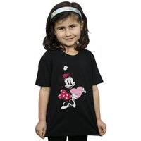 Girl's Minnie Mouse Love Heart Cotton T-Shirt in | Size: 5-6 Years