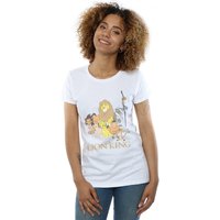 Disney Women's The Lion King Group Cotton T-Shirt in White | Size: Medium