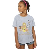 Disney Girl's The Lion King Group Cotton T-Shirt in Grey | Size: 5-6 Years