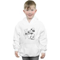 Disney Boy's Mickey Mouse Steamboat Sketch Hoodie in White | Size: 9 Years