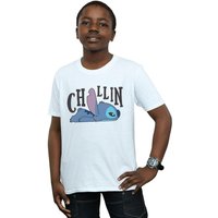 Disney Boy's Lilo & Stitch Chillin T-Shirt in White | Size: 7-8 Years
