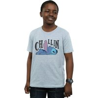Disney Boy's Lilo & Stitch Chillin T-Shirt in Grey | Size: 7-8 Years
