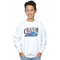 Disney Boy's Lilo & Stitch Chillin Sweatshirt in White | Size: 12-13 Years