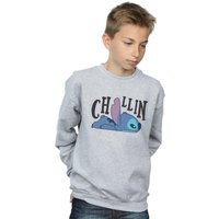 Disney Boy's Lilo & Stitch Chillin Sweatshirt in Grey | Size: 12-13 Years