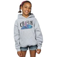 Disney Girl's Lilo & Stitch Chillin Hoodie in Grey | Size: 12-13 Years
