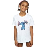 Disney Girl's Lilo & Stitch Little Devils Cotton T-Shirt in White | Size: 9 Years