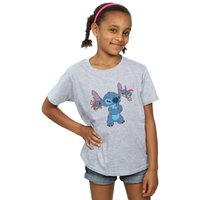 Disney Girl's Lilo & Stitch Little Devils Cotton T-Shirt in Grey | Size: 7-8 Years