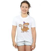 Disney Girl's Aladdin Classic Angry Abu Cotton T-Shirt in White | Size: 5-6 Years