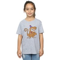 Disney Girl's Aladdin Classic Angry Abu Cotton T-Shirt in Grey | Size: 9 Years