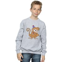 Disney Boy's Aladdin Classic Angry Abu Sweatshirt in Grey | Size: 12-13 Years