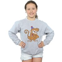 Disney Girl's Aladdin Classic Angry Abu Sweatshirt in Grey | Size: 12-13 Years