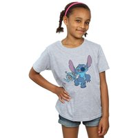 Disney Girl's Lilo & Stitch Hypnotized Cotton T-Shirt in Grey | Size: 5-6 Years
