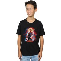 Marvel Boy's Captain Poster T-Shirt in Black | Size: 9 Years