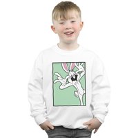 Looney Tunes Boy's Bugs Bunny Funny Face Sweatshirt in White | Size: 7-8 Years