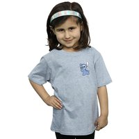 Disney Girl's Lilo & Stitch Stitch Backside Breast Print Cotton T-Shirt in Grey | Size: 9 Years