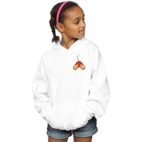 Disney Girl's Mickey Mouse Backside Breast Print Hoodie in White | Size: 7-8 Years