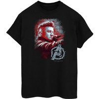 Avengers Endgame Men's Hawkeye Brushed Cotton T-Shirt in Black | Size: 4XL