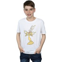 Disney Boy's Beauty & The Beast Lumiere Distressed T-Shirt in White | Size: 12-13 Years