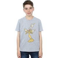 Disney Boy's Beauty & The Beast Lumiere Distressed T-Shirt in Grey | Size: 12-13 Years