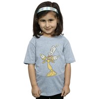 Disney Girl's Beauty & The Beast Lumiere Distressed Cotton T-Shirt in Grey | Size: 9 Years