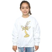 Disney Girl's Beauty & The Beast Lumiere Distressed Sweatshirt in White | Size: 5-6 Years